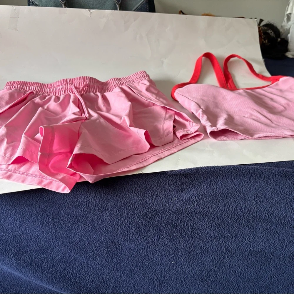 Women's Pink Tankini Crop Top & Swim Shorts Set - Picture 7 of 7